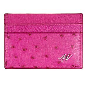 Women's Ostrich Card Case – Real Leather - Pink Ladies